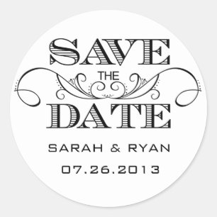 Modern Wit & Zwart Save the Date Sticker