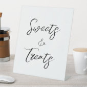 Modern wit zwart script snoep behandelt bruiloft reclamebord met voetstuk (Insitu)