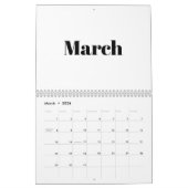Modern wit zwart vet typografie maand 2024 kalender (Mar 2026)