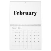 Modern wit zwart vet typografie maand 2024 kalender (Feb 2026)