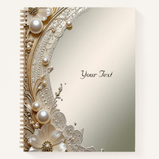 Modern Witbloem Parel Notebook Notitieboek