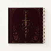 Modern Witch Skull Burgundy Roses Black Journal (Dos)