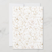 Modern witgouden Roos Floral Tiara Quinceañera Kaart (Achterkant)