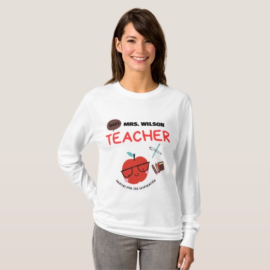 Modern With personalized name for teacher T-shirt (Voorkant volledig)