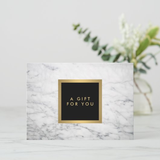 Modern witmarmer-cadeaubon (Staand voorkant)