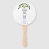 Modern Witte Bloeiende Bloem Bruiloftsprogramma Handwaaier (Achterkant)