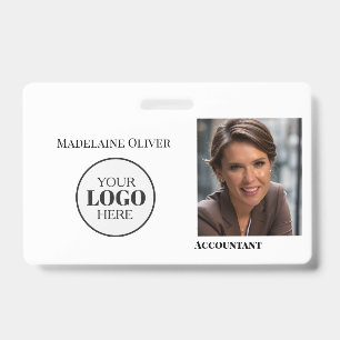 Modern Witte Personeelsfoto ID-badge Met Logo Badge