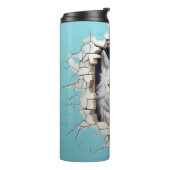 Modern Wolf 3D Dierenblauw Thermosbeker (Gedraaid links)
