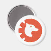 Modern Wolf Emblem Button Wolf Head in Red Circle Magneet (Voorkant / Achterkant)