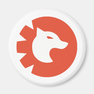 Modern Wolf Emblem Button Wolf Head in Red Circle Magneet