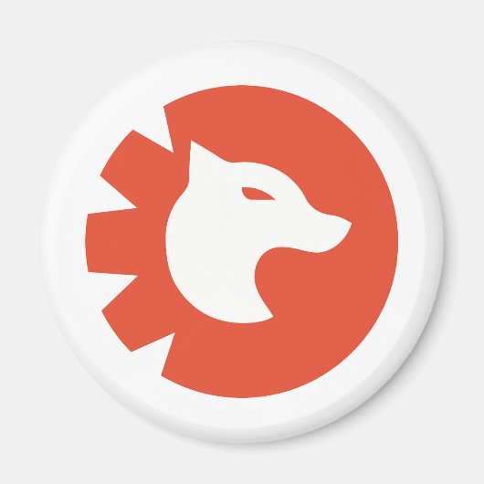 Modern Wolf Emblem Button Wolf Head in Red Circle Magneet (Voorkant)