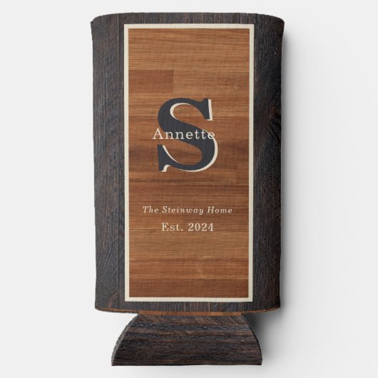 Modern Wood 2Tone Monogram Square (Achterkant)