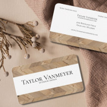 Modern Wood Chevron Pattern Visitekaartjes