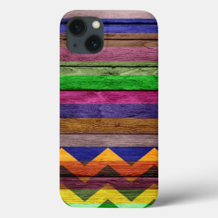 Modern Wood Chevron Stripe iPhone 13 Hoesje