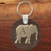 Modern Wood en Gold Monogram Sleutelhanger (Voorkant)