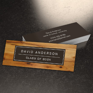 Modern Wood Grain Student Afstuderen Name Card Contactkaartje