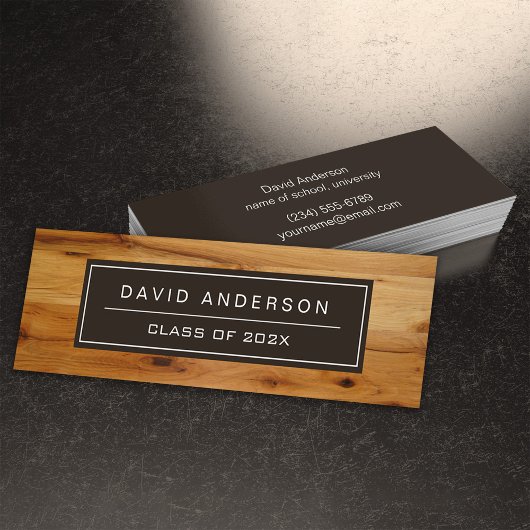 Modern Wood Grain Student Afstuderen Name Card Contactkaartje