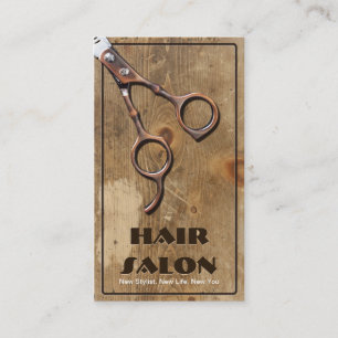Modern Wood & Scissor Hair Beauty Salon Visitekaartje