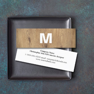 Modern Wooden Bold Monogram Interior Designer Mini Visitekaartje
