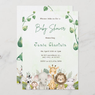 Modern Woodland Animals Forest Boy Baby shower Inv Kaart