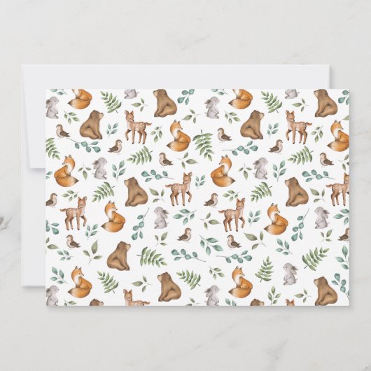 Modern Woodland Animals Wild One 1st Birthday Kaart (Achterkant)