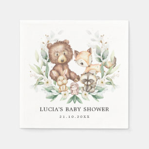 Modern Woodland Forest Animals Couples Baby shower Servet