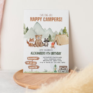 Modern Woodland Happy Camper Camping Kinderen Verj Kaart