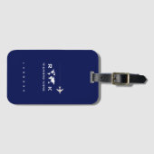 Modern World Travel Blue Bagagelabel met naam (Voorkant (horizontaal))
