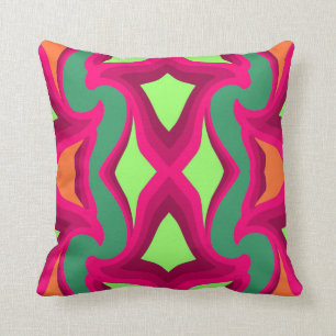 Modern Wrap op de schaduw van Groen/Oranje/Fuchsia Kussen