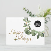 Modern Wreater Uw Logo goud Prettige feestdagen Feestdagenkaart (Staand voorkant)