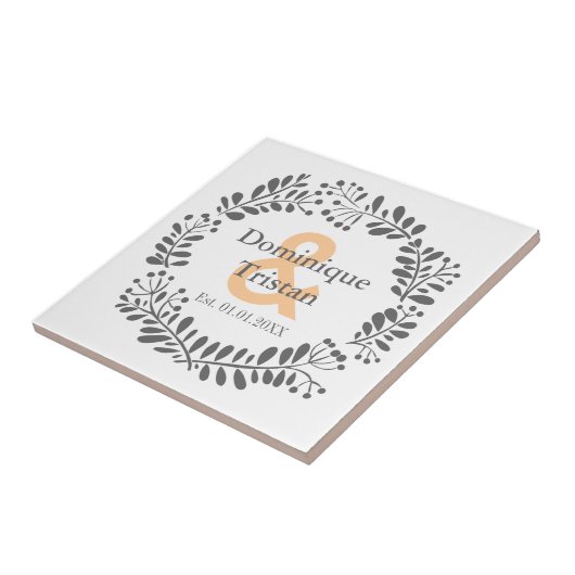 Modern Wreater Zijne en haar bruiloft keramische t Tegeltje (Zijkant)