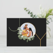 Modern Wreath Christmas Joy Family Photo Chic Feestdagenkaart (Staand voorkant)