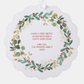 Modern Wreath en script | Vrolijk kerstfeest Ornament Kaart (Achterkant)