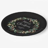 Modern Wreath en script | Vrolijk kerstfeest Papieren Bordje (Gekanteld)