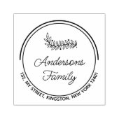 Modern Wreath familienaam Leaf Rubberstempel (Afrduk)