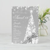 Modern Xmas Tree Ribbon Sweet 16 Birthday Party Kaart (Staand voorkant)