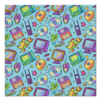 Modern Y2K Retro Tech Aesthetic Art Poster Perfect Poster