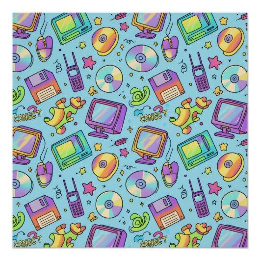 Modern Y2K Retro Tech Aesthetic Art Poster Perfect Poster (Voorkant)