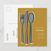 Modern Yellow 50th Birthday Dinner Party Aankondigingskaart (Voorkant / Achterkant)