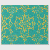 Modern Yellow Abstract Pattern on Teal Background Cadeaupapier (Vlak)