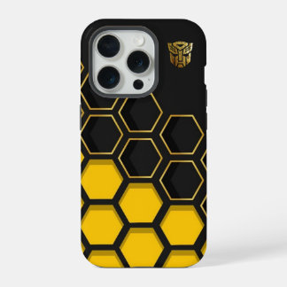 Modern Yellow and Black Honeycomb Pattern Custom N iPhone 15 Pro Hoesje