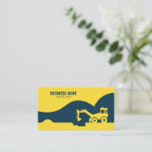 Modern Yellow & Blue Tractor Silhouette Building Visitekaartje (Staand voorkant)
