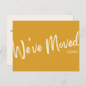 Modern Yellow Chic Script We hebben kennisgeving v Briefkaart (Voorkant / Achterkant)