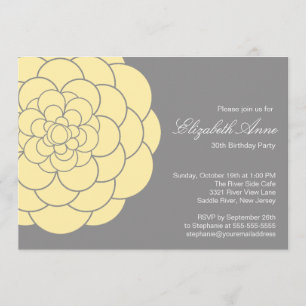 Modern Yellow Dahlia Bloom Birthday Party Kaart