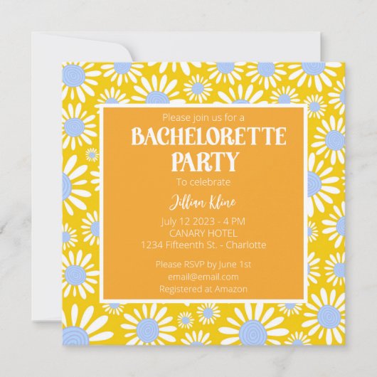Modern Yellow Daisy Bachelorette Kaart (Voorkant)