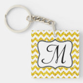 Modern Yellow Glitter Chevron Zig Zag Sleutelhange Sleutelhanger (Voorkant)