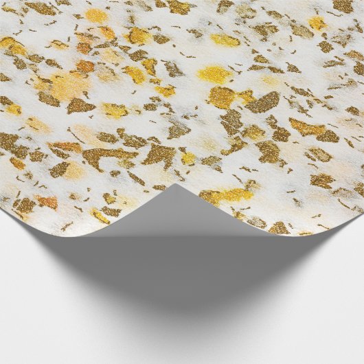 Modern Yellow & Gold Speckles Terrazzo Pattern Cadeaupapier (Hoek)