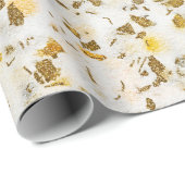Modern Yellow & Gold Speckles Terrazzo Pattern Cadeaupapier (Rol Hoek)