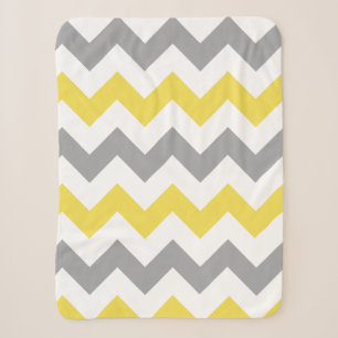 Modern Yellow Gray Chevron Pattern Sherpa Deken