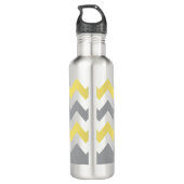 Modern Yellow Gray Chevron Pattern Waterfles (Achterkant)